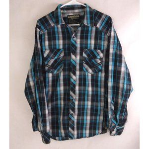 MK Machine Men's Black & Turquoise Western Shirt Size Large